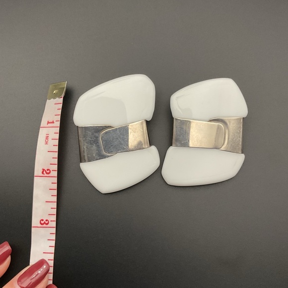 Vintage Anne & Frank Vigneri Lucite & Silver Clip On Earrings Retro 80s - Picture 3 of 3